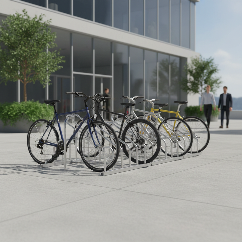 Gray Heavy Duty Double Sided Bike Rack for 6 to 12 Bicycles