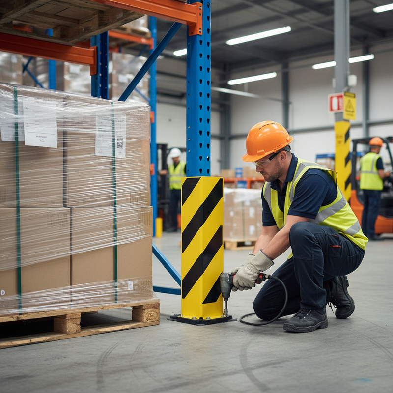 Light Slate Gray Heavy Duty Steel Pallet Racking Protectors - FLEX Right Angle