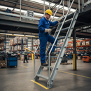 Dark Slate Gray Premium Galvanised Stair Tread with Durbar Nosing, Heavy Duty Open Steel Design for Safety and Durability