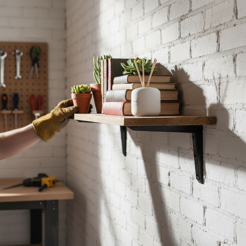 Gray Heavy Duty Mitred Shelf Brackets for Strong Shelving Support