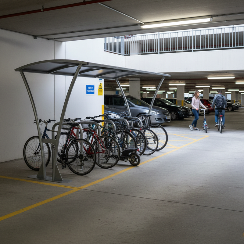 Dim Gray Open Sided Cycle Shelter 2m to 5m with Galvanised Roof - Heavy Duty