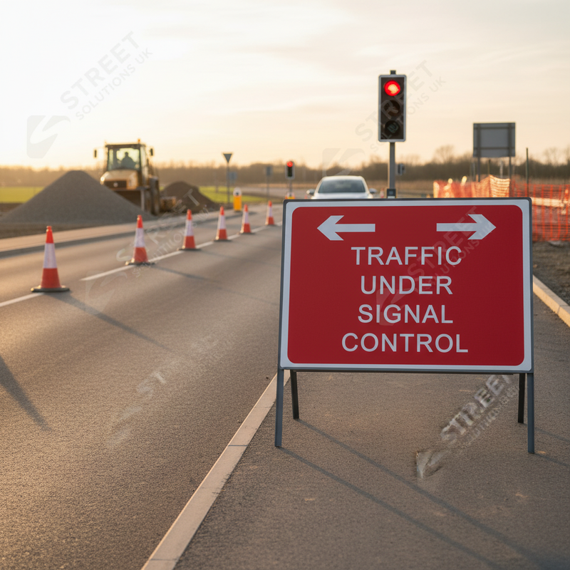 Dim Gray Premium Traffic Under Signal Control Metal Sign Face - 1050mm x 750mm