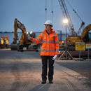 Dark Slate Gray High-Visibility Executive Jacket - Orange with Breathable Mesh Lining