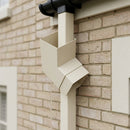 Flush Joint Aluminium Downpipe Bend 72x72mm — RAL 9010 / 112.5 Degrees (in use)
