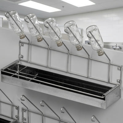 Stainless Steel 5-Bottle Urinal Drainage Rack with Drip Tray