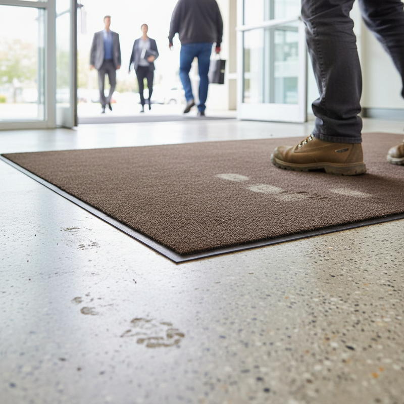 Gray Heavy Duty Dust Control Plushway Entrance Mat - Brown