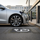 Dark Slate Gray Premium Thermoplastic EV Parking Place Symbol for Long-Lasting Marking