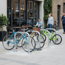 Gray Compact Heavy Duty Cycle Stand for Securing Two Bicycles