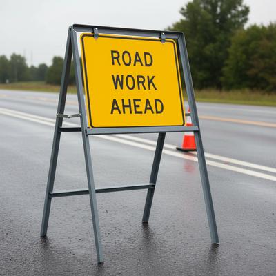 Premium Temporary Metal Road Sign Frame - 600mm x 450mm