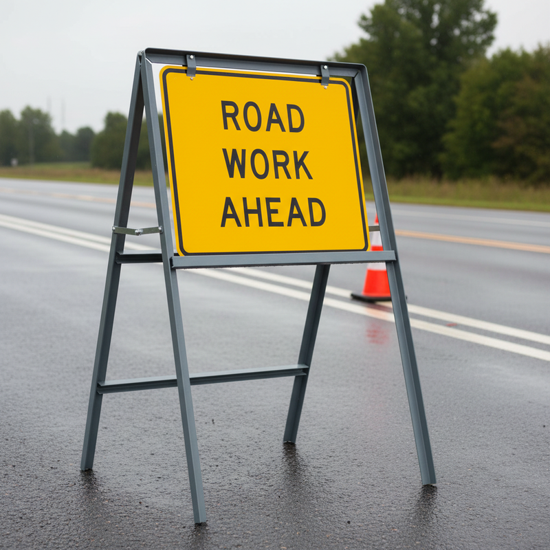 Dark Gray Premium Temporary Metal Road Sign Frame - 600mm x 450mm