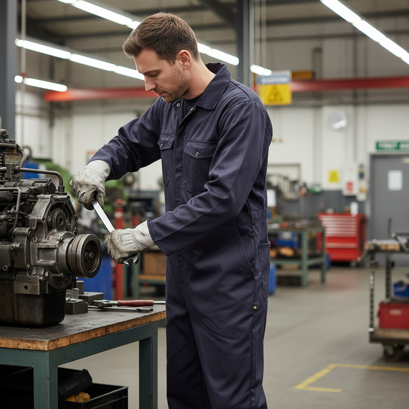 Dark Slate Gray Professional Navy Blue Boilersuit - Durable Polyester-Cotton Blend