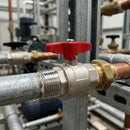 3/4" BSP Male x Female Nickel Plated Brass Ball Valve, 69mm