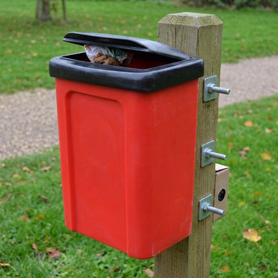 25 litre dog waste bin with lift lid, wall or post-mounted