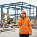 Light Gray High-Visibility Fleece Lined Bomber Jacket - Orange for Safety