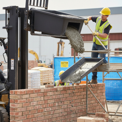 Heavy Duty T-Shape Mortar Tub for Forklifts - 250 Litre Capacity