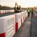 Gray Heavy Duty Water-Filled Barrier End Stop for Construction Safety