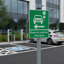 Dark Slate Gray Premium EV Recharging Arrow Left Sign Face for Parking Spaces