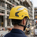 Yellow Vented Work Helmet with Micro Peak and Wheel Adjustment