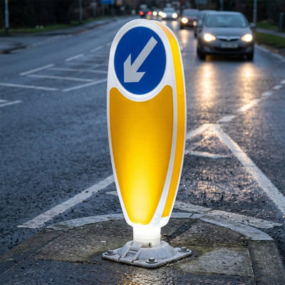 Illuminated Rebound Keep Left Fold Down Bollard LED