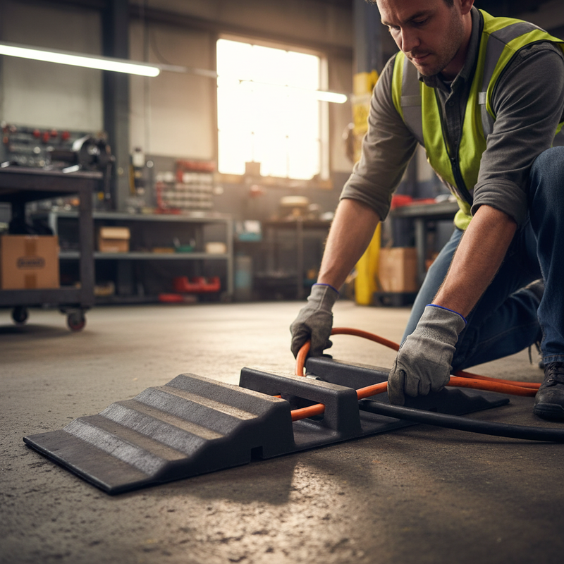 Dark Slate Gray Heavy Duty Drive Over Cable and Hose Ramp - 2 Channel Access Protector