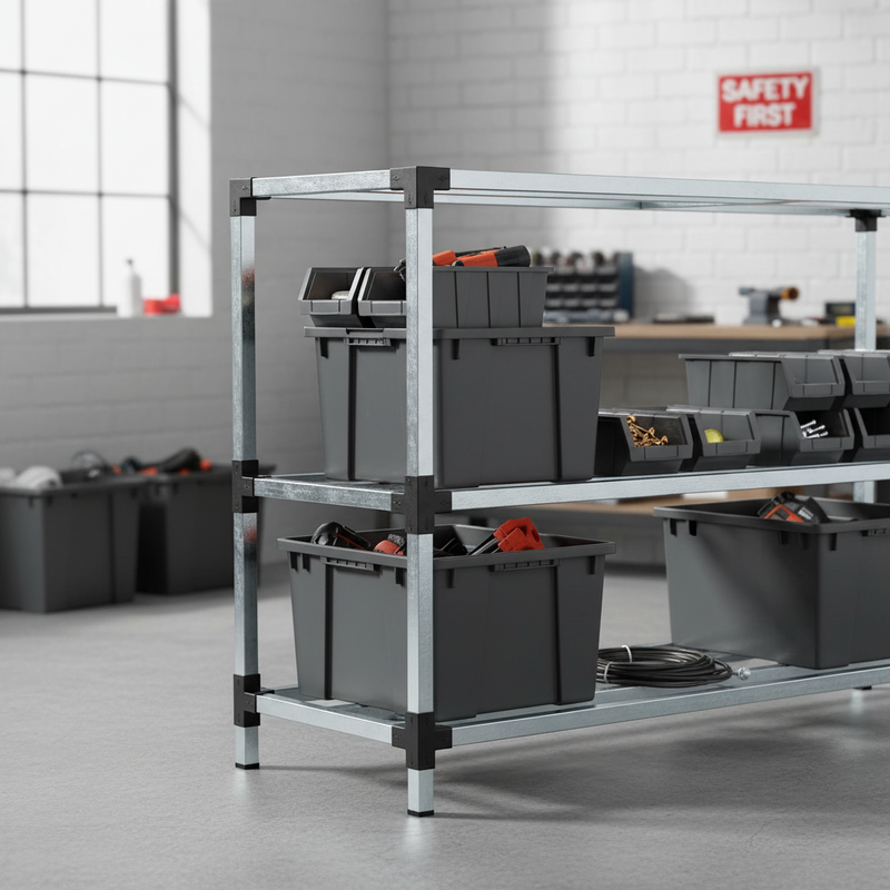 Light Slate Gray Premium 5-Way Joint for 25mm Square Tube System - Durable Plastic Connector