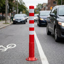 Flexback Traffic Post Thermoplastic Polyurethane Red with Reflective Bands
