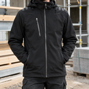 Stretch Softshell Jacket with Reflectors and Hood - Black