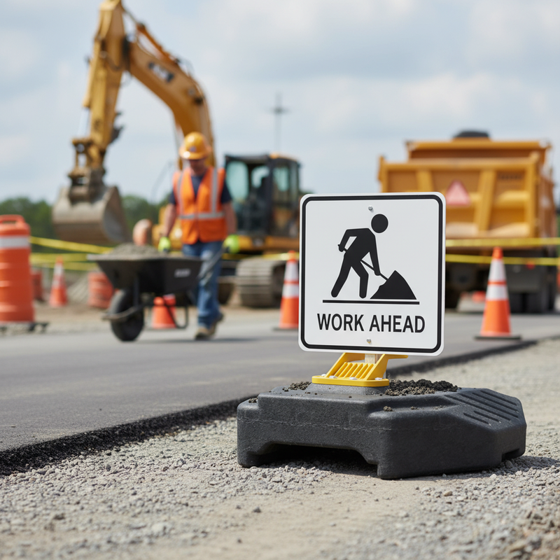 Gray Heavy Duty Temporary Sign & Barrier Ballast Weight for Stability