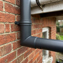 Flush Joint Aluminium Downpipe Bends 63mm Diameter — RAL 7022 / 92.5 Deg (in use)