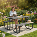 Dark Olive Green Premium Picnic Table in Robust Durable Steel for Public Spaces