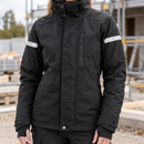 Women's Insulated Work Jacket with Stretch Panels - Black/Black