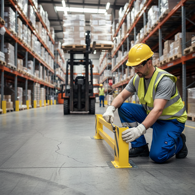 Heavy Duty Steel Racking End Protector with Adjustable Fit