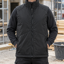 Insulated Winter Work Vest with Fleece Collar - Black