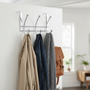 Premium Over The Door Coat Rack with 6 Chrome Double Hooks - Space-Saving and Durable Design for Coats, Towels, and Bags