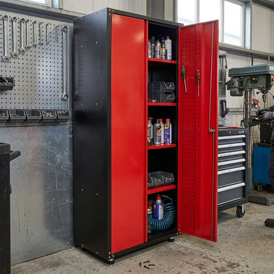 2-Door Full-Height Modular Steel Cabinet with Pegboard