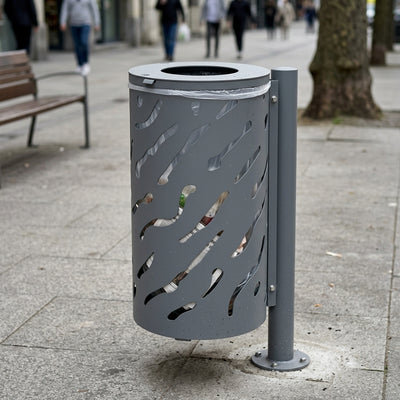 80 Litre Steel Litter Bin with Plasma Cut Design