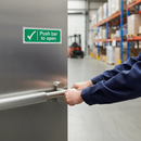 Slate Gray Premium Push Bar to Open Fire Safety Sign - Universal Application