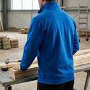 Half Zip Work Sweatshirt with Ribbed Hems - True Blue