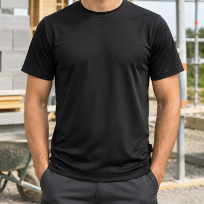 Moisture Wicking Polyester Work T-Shirt - Black