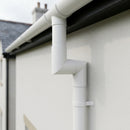 76mm Diameter Flush Joint Aluminium Downpipe Bends — RAL 9016 / 92.5 Deg (in use)