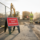 Rosy Brown Premium Caution Site Entrance Sign 600 x 450mm - Robust and Durable