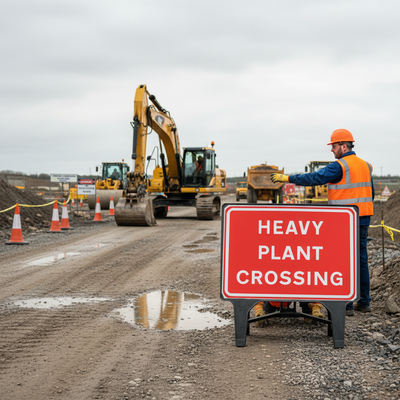 Premium Heavy Plant Crossing Road Sign 1050x750mm