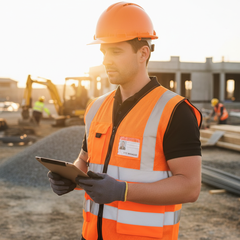 Rosy Brown High-Visibility Executive Mesh Vest with ID Pocket - Orange