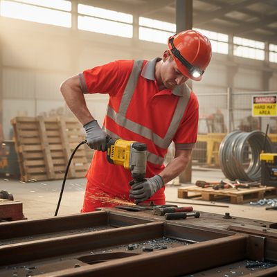Heavy Duty Short Sleeve Hi-Vis Polo Shirt in Red for Enhanced Visibility