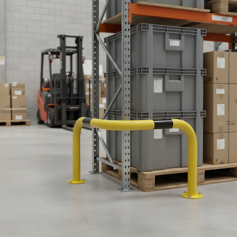 Dark Gray Heavy Duty Warehouse Corner Protection Barrier - 60mm Diameter