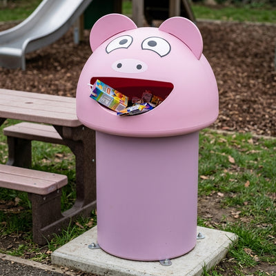 60 Litre Plastic Litter Bin, Piglet Design