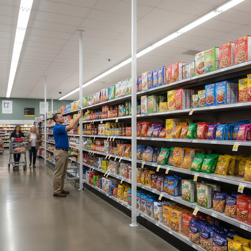 Dark Gray Premium White Gondola Tie Bar for Enhanced Shelving Support