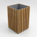 112 Litre Square Slatted Open Top Litter Bin, Iroko Wood (view 2)