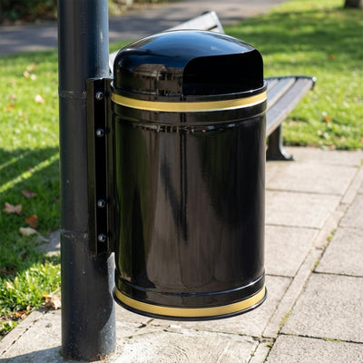 40 Litre Steel Dome-Top Post-Mounted Litter Bin