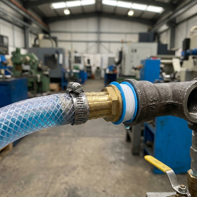 3/4" BSP x 20mm Brass Hosetail Kit with Clip and PTFE Tape